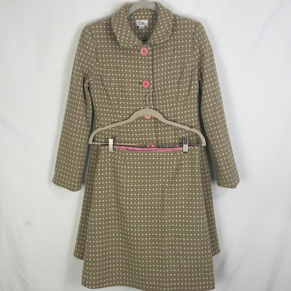 Lilly Pulitzer Green and Pink Houndstooth Coat - Picture 1 of 13